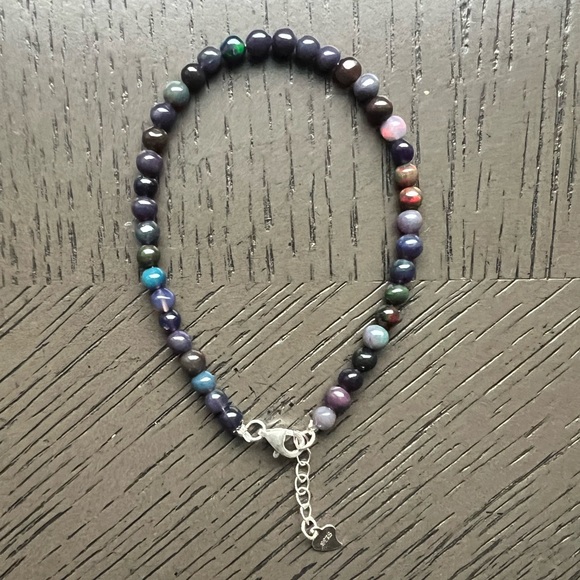 HQ Black opal adjustable bracelet 4mm SIZE 6.25-7’